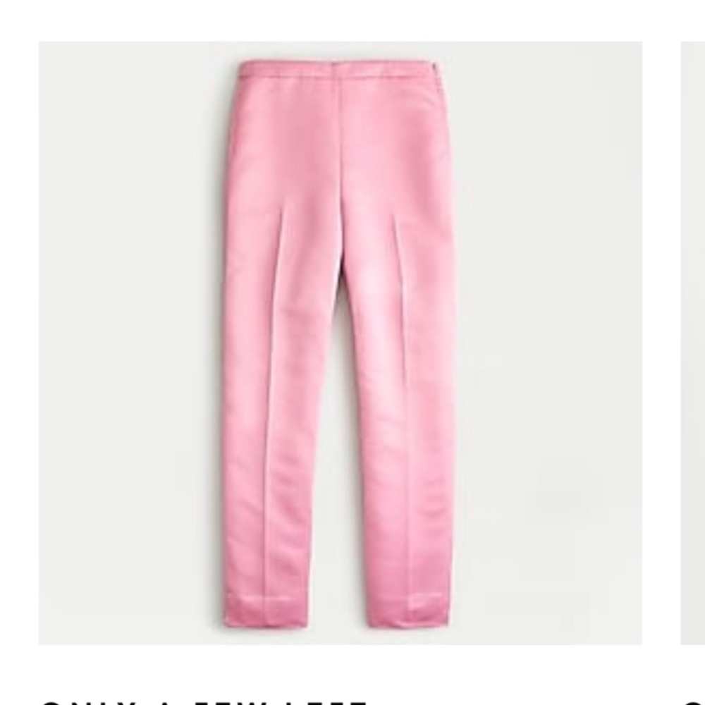 J. Crew Pink high-rise cigarette pant in satin